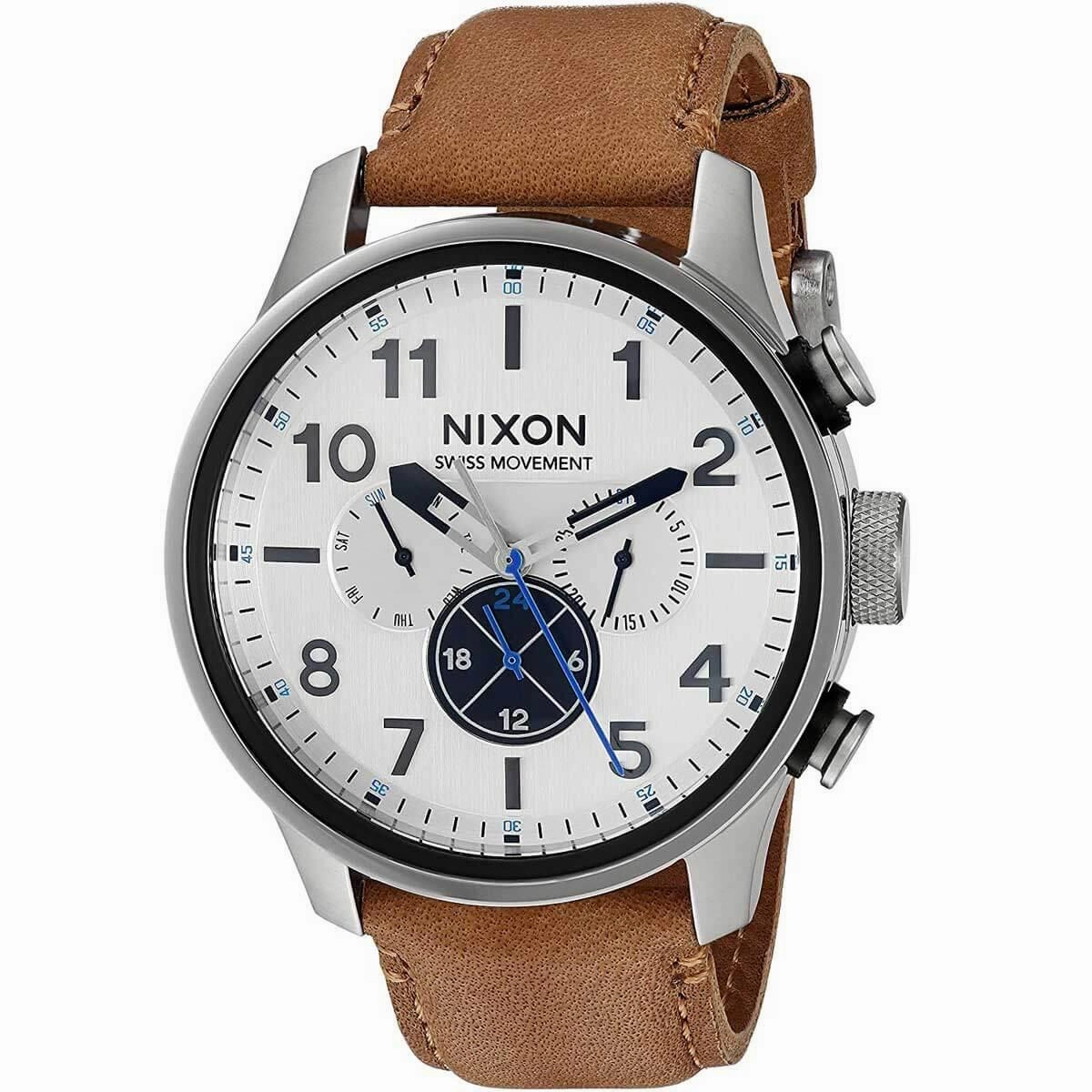 Nixon Men's Swiss Quartz Watch - Safari Dual Time Silver and Black Dial | A10822092