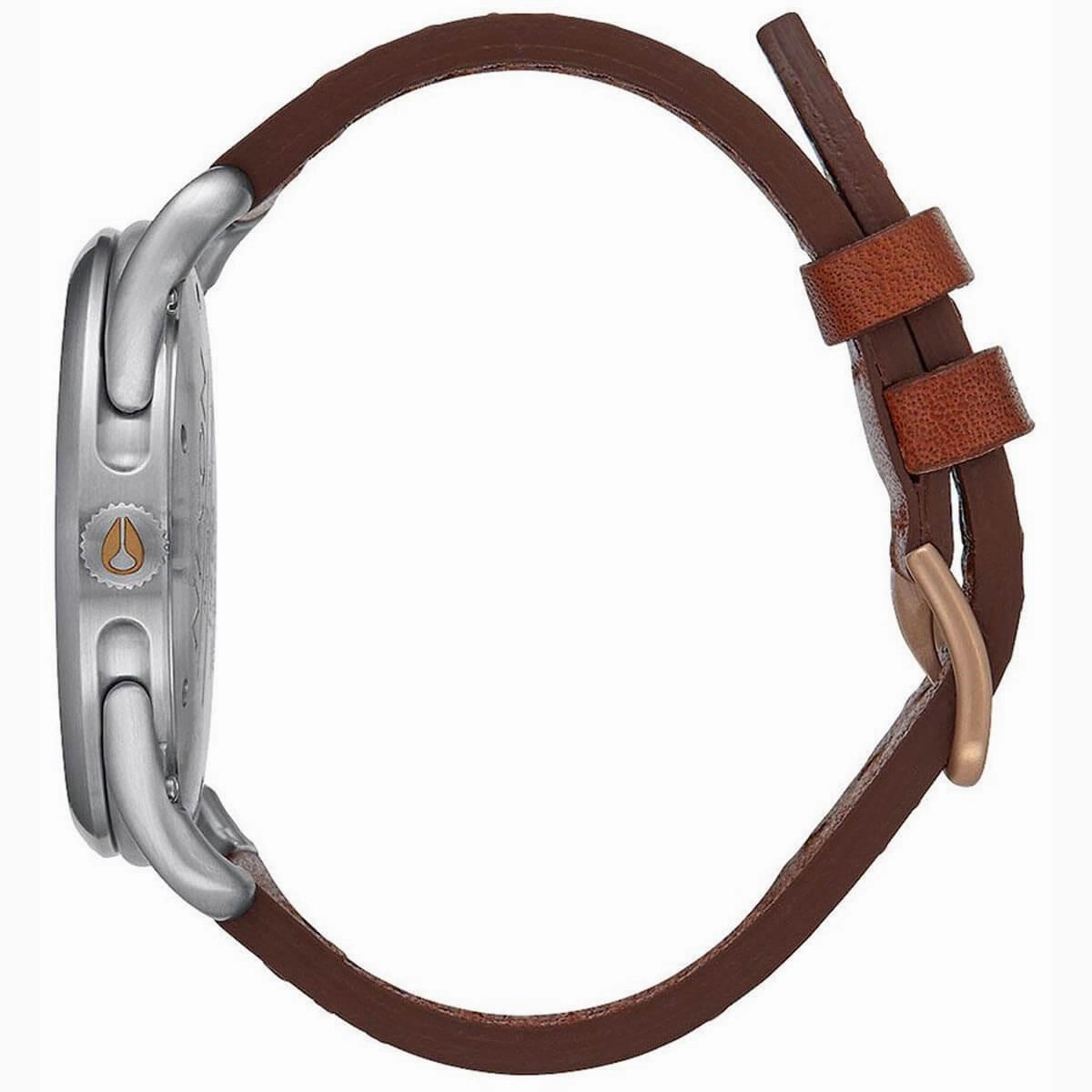 Nixon Men's Watch - C45 Grey Dial Silver Tone Case Brown Leather Strap | A4652064