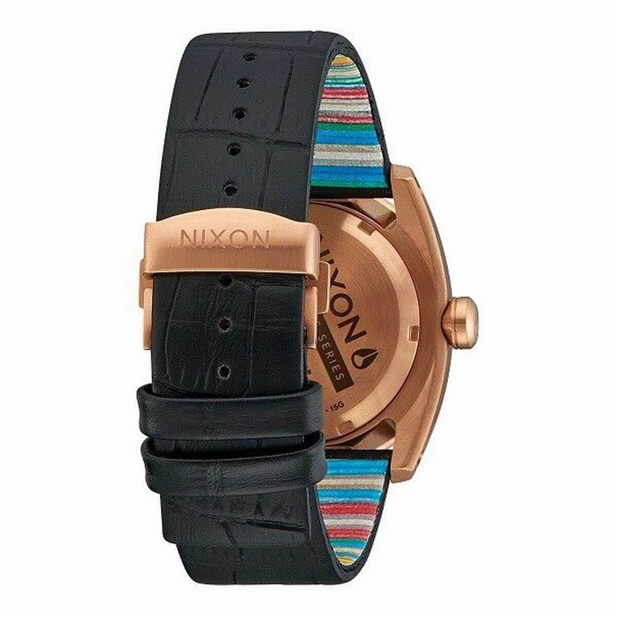 Nixon Men's Watch - Kingpin Black Dial Rose Gold Tone Case Leather Strap | A9562247