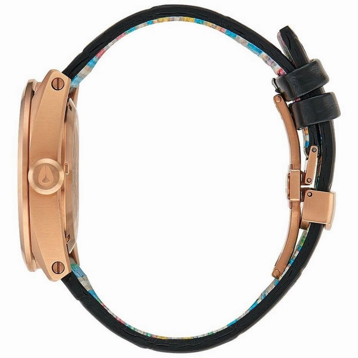 Nixon Men's Watch - Kingpin Black Dial Rose Gold Tone Case Leather Strap | A9562247