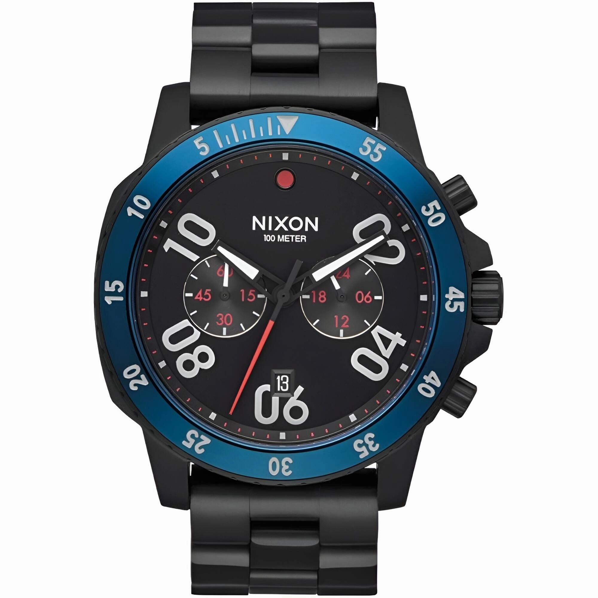 Nixon Men's Watch - Ranger Quartz Chronograph Black Dial Steel Bracelet | A549-602