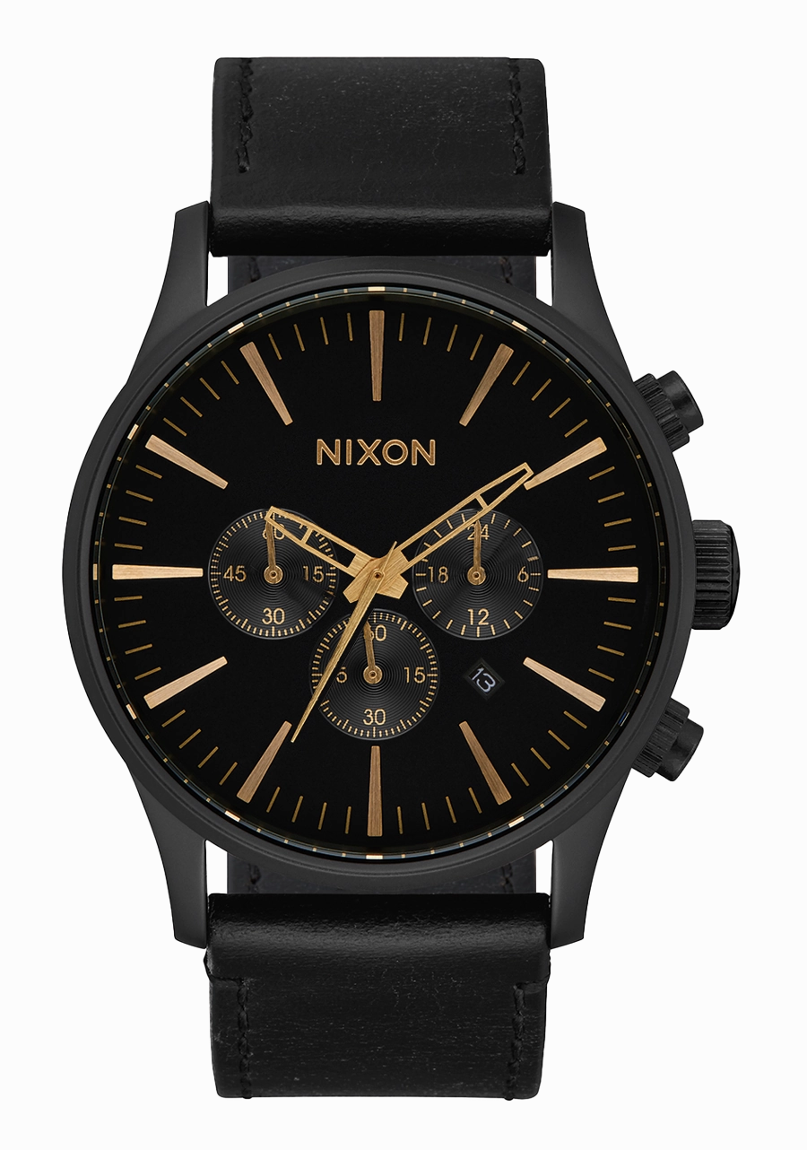 Nixon Sentry Chrono Leather Black Dial Mens Watch A405-3088-00