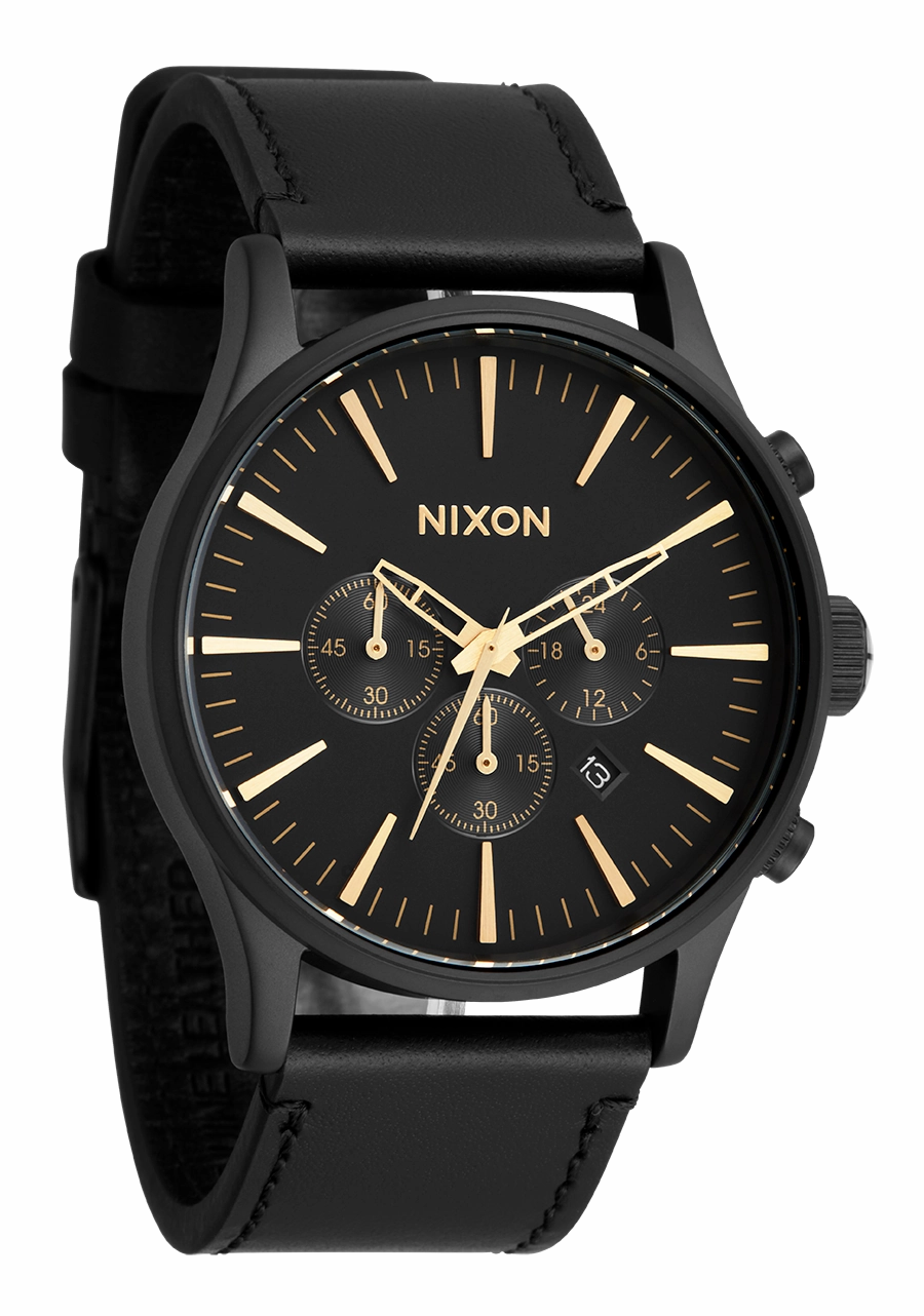 Nixon Sentry Chrono Leather Black Dial Mens Watch A405-3088-00
