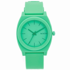 Nixon Unisex Japanese Quartz Watch - Time Teller P Green Dial Rubber Strap | A1192288