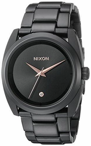 Nixon Women's Diamond Watch - Women's Queenpin Black Dial Black Steel | A935001