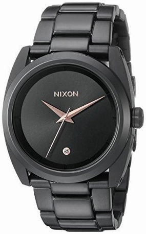 Nixon Women's Diamond Watch - Women's Queenpin Black Dial Black Steel | A935001