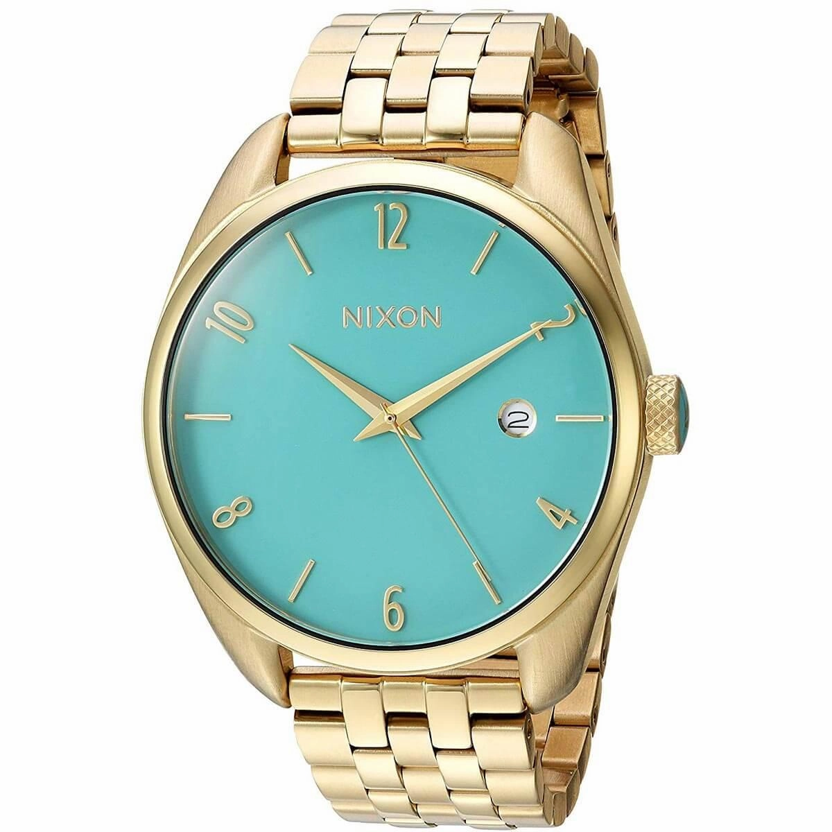 Nixon Women's Quartz Watch - Bullet Turquoise Dial Yellow Gold Bracelet | A4182626