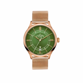 No.274 Automatic rose gold, green and mesh