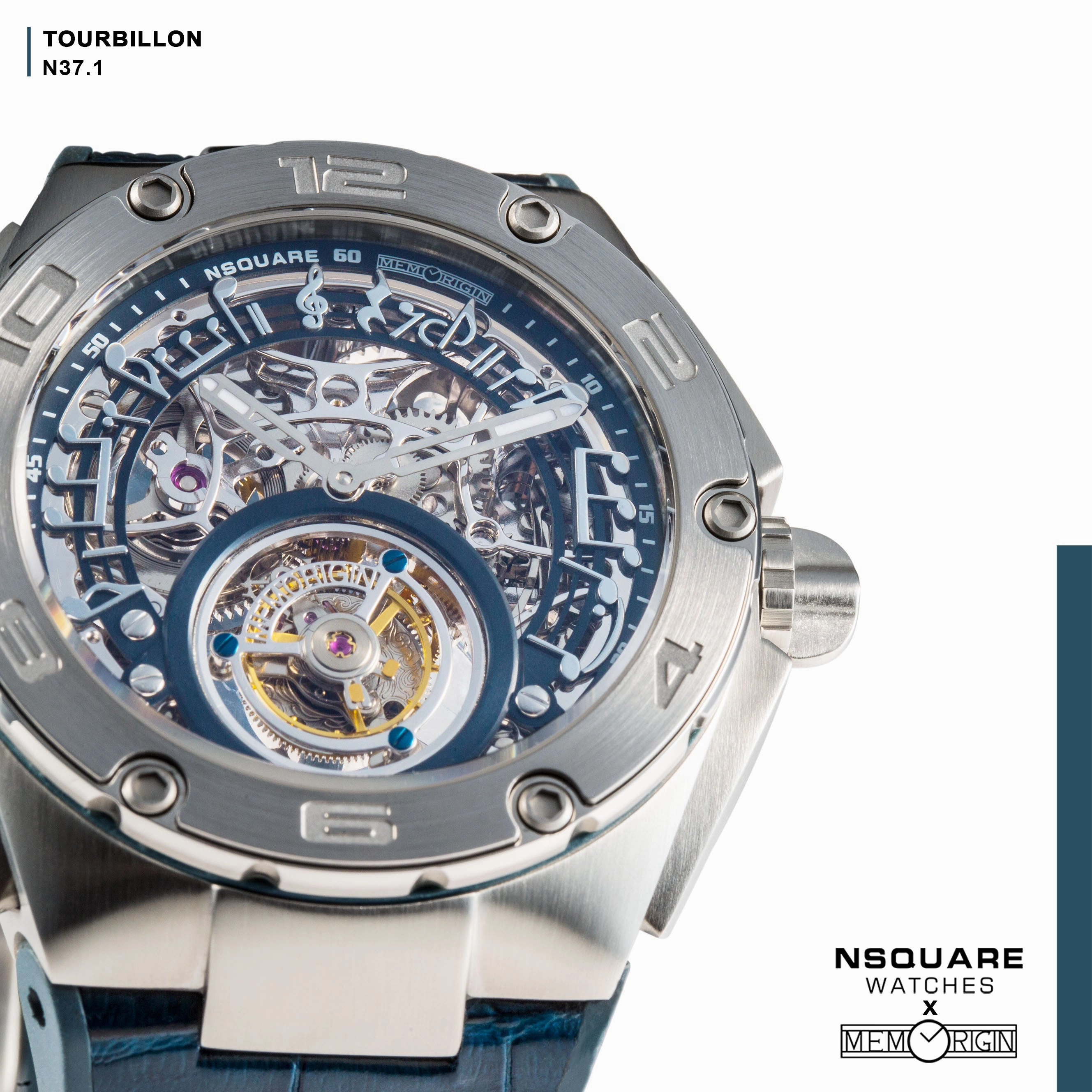 NSQUARE N37.1 Ronald Series-TOURBILLON Watch - 46mm  SS/Blue|N37.1 ?-??-??o?3????-????a46???3  ?????2