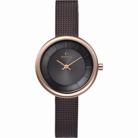 Obaku Women's Watch - Classic Black Plated Stainless Steel Bracelet | V146LXVNMN