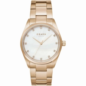 Obaku Women's Watch - Classic White Dial Rose Gold Case Steel Bracelet | V263LXVWSV