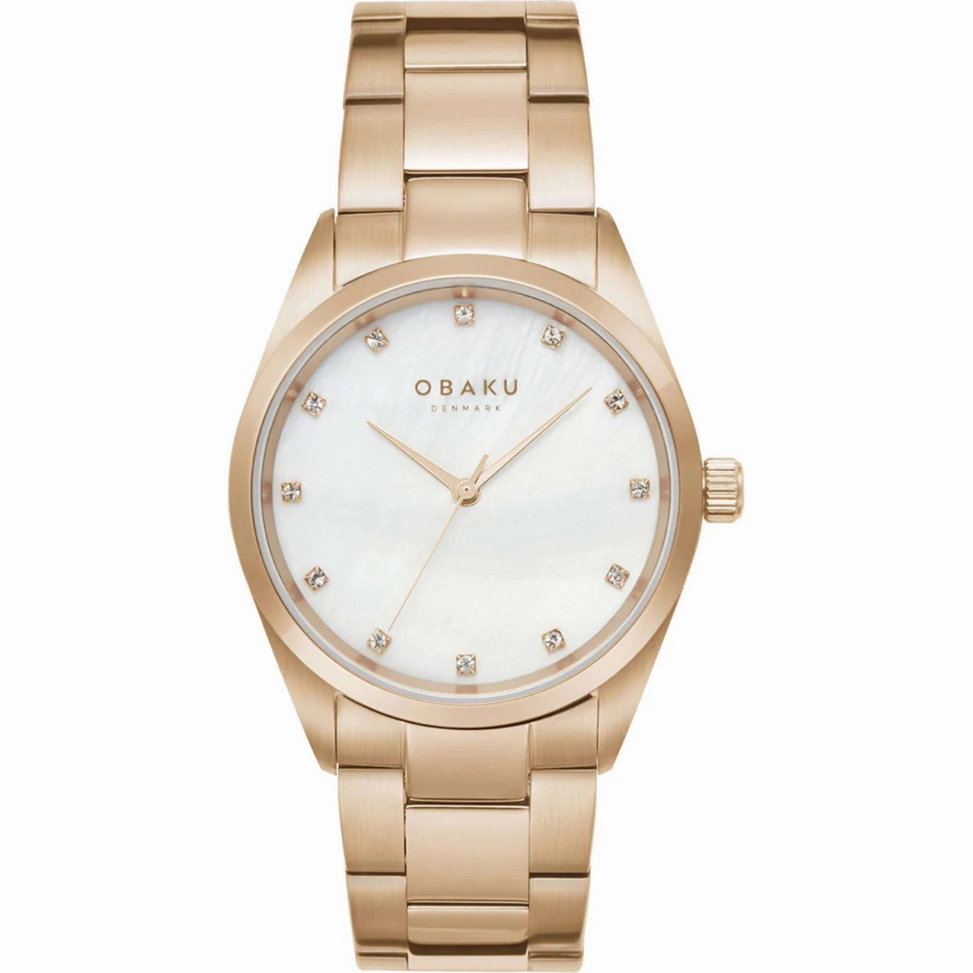 Obaku Women's Watch - Classic White Dial Rose Gold Case Steel Bracelet | V263LXVWSV