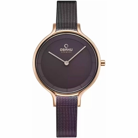 Obaku Women's Watch - Walnut Silver Dial Brown Stainless Steel Bracelet | V228LXVNMN