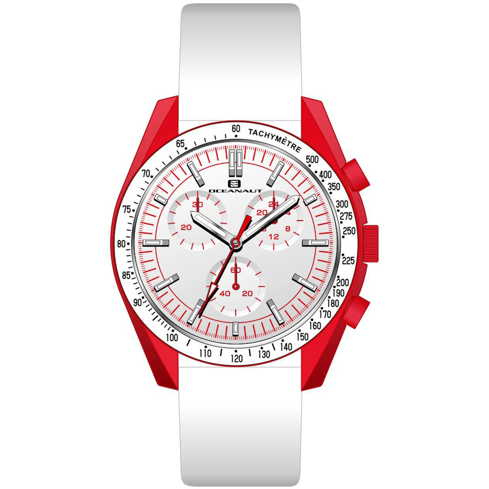 Oceanaut Men's Watch - Orbit Quartz Red Case White Dial Leather Strap | OC7587