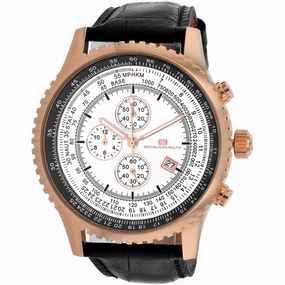 Oceanaut Men's Watch - Actuator Rose Gold Case Silver Dial Leather Strap | OC0317