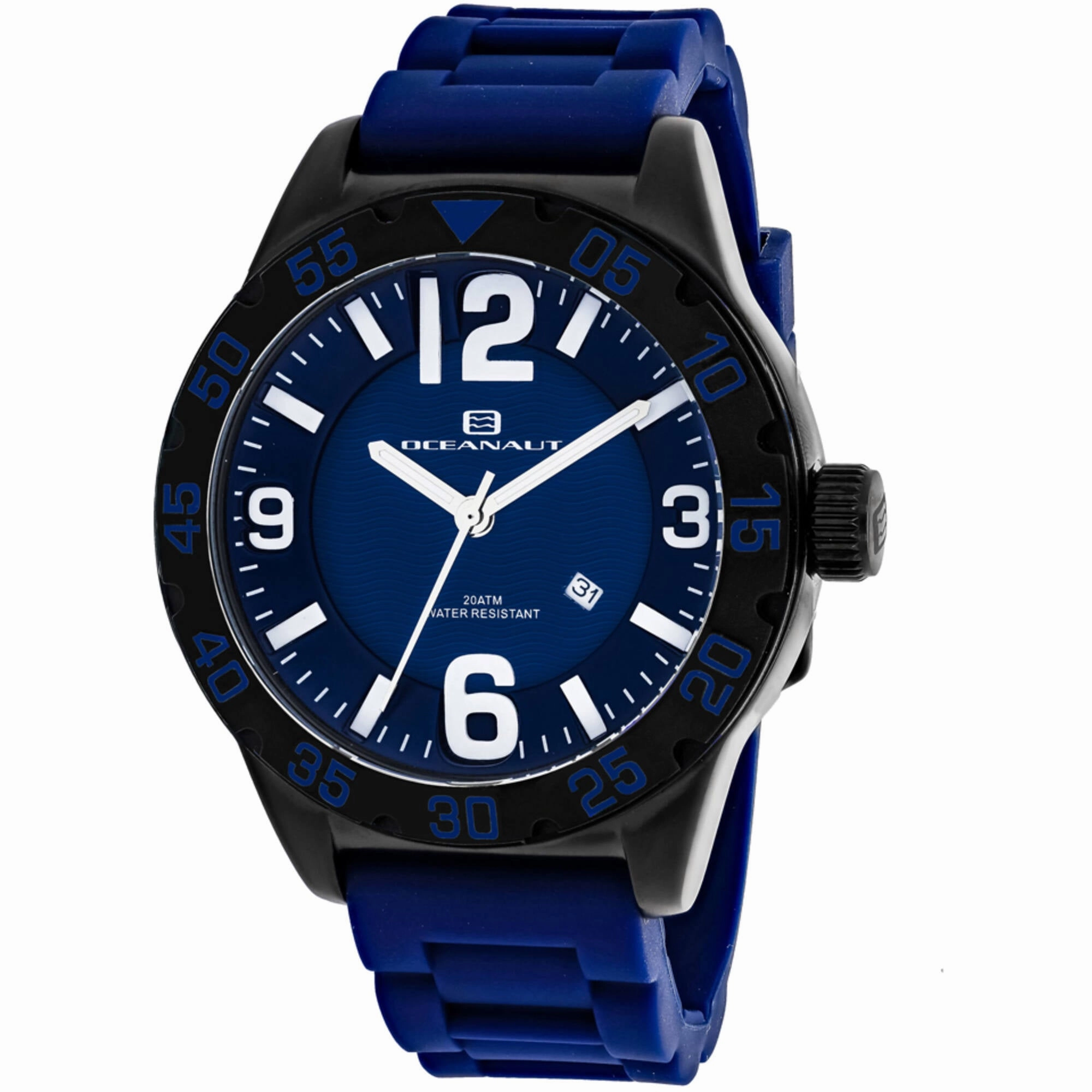 Oceanaut Men's Watch - Aqua One Quartz Black Case Blue Dial Rubber Strap | OC2715