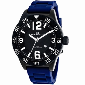 Oceanaut Men's Watch - Aqua One Quartz Black Dial Blue Rubber Strap | OC2713