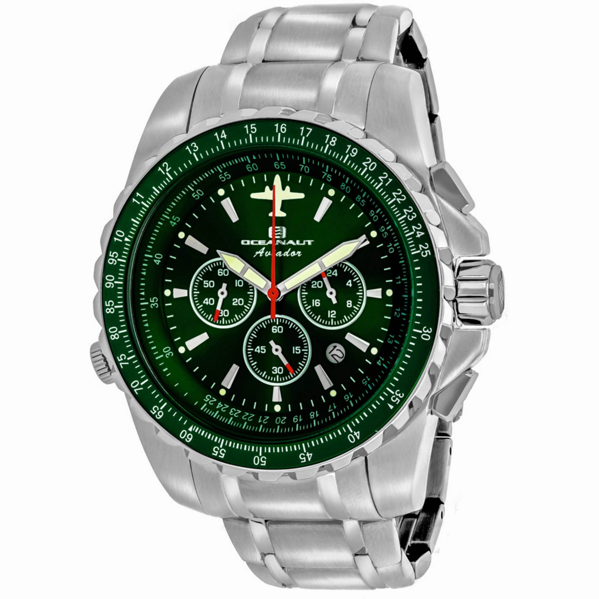 Oceanaut Men's Watch - Aviador Pilot Green Dial Stainless Steel Bracelet | OC0117
