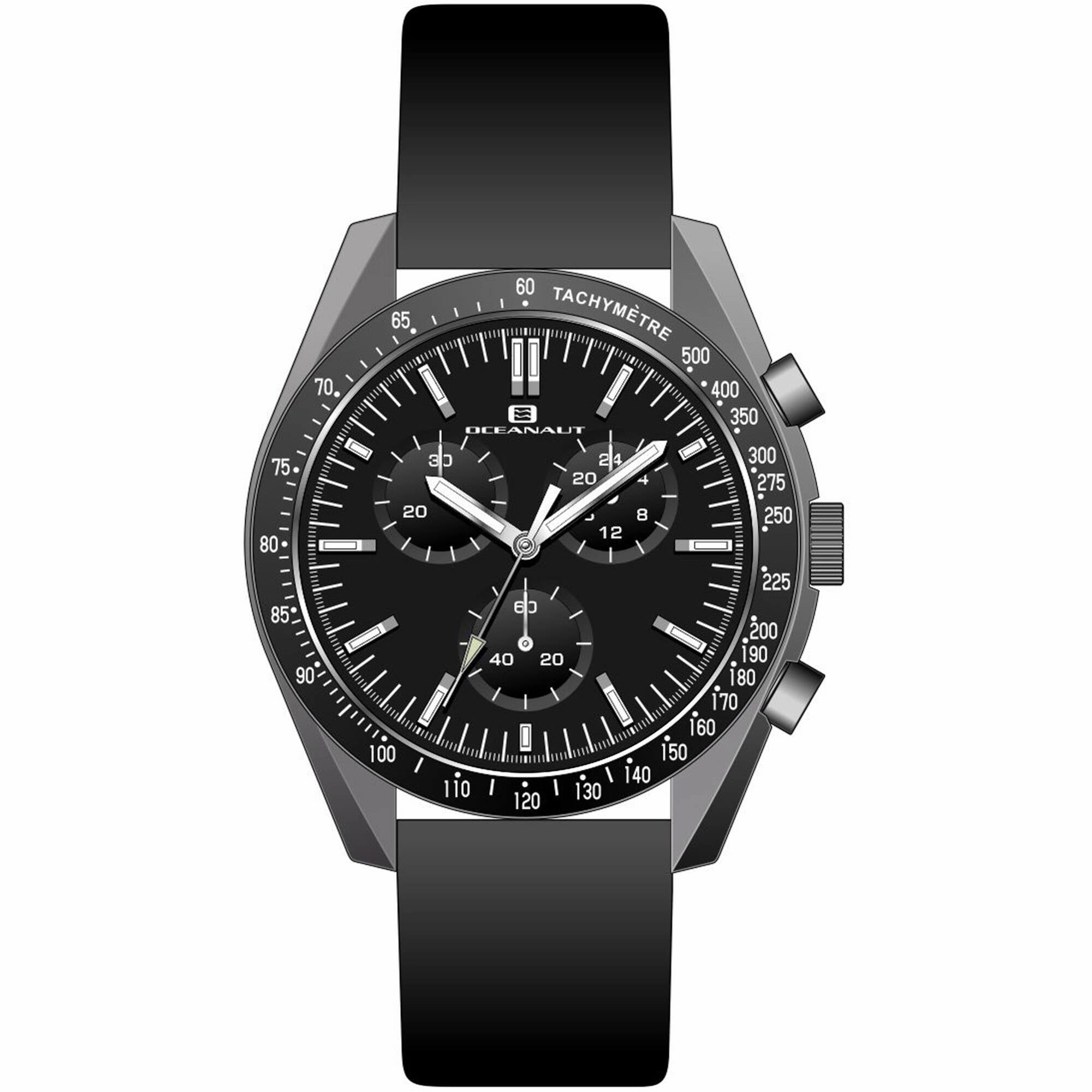 Oceanaut Men's Watch - Orbit Quartz Gunmetal Case Black Dial Leather Strap | OC7580