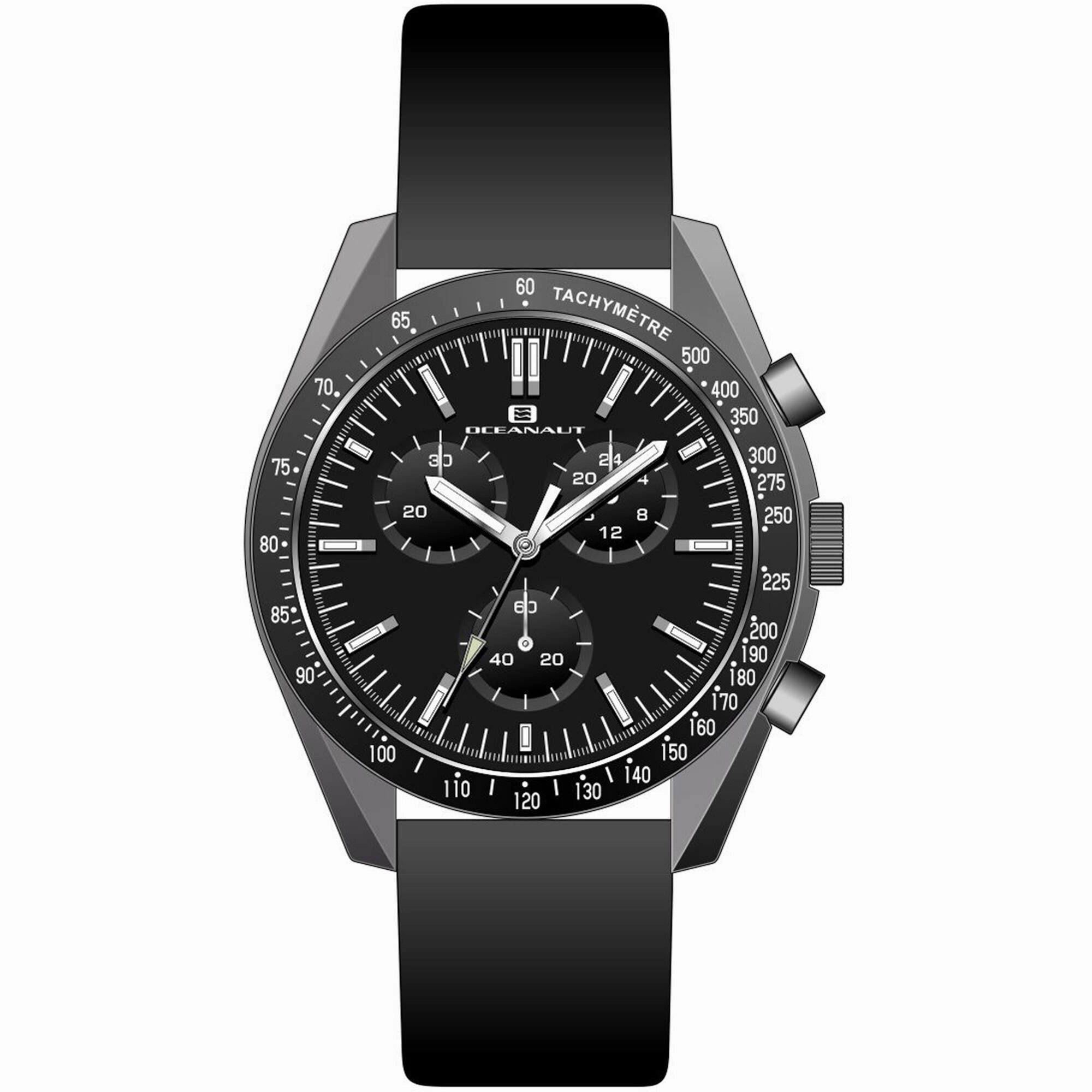 Oceanaut Men's Watch - Orbit Quartz Gunmetal Case Black Dial Leather Strap | OC7580