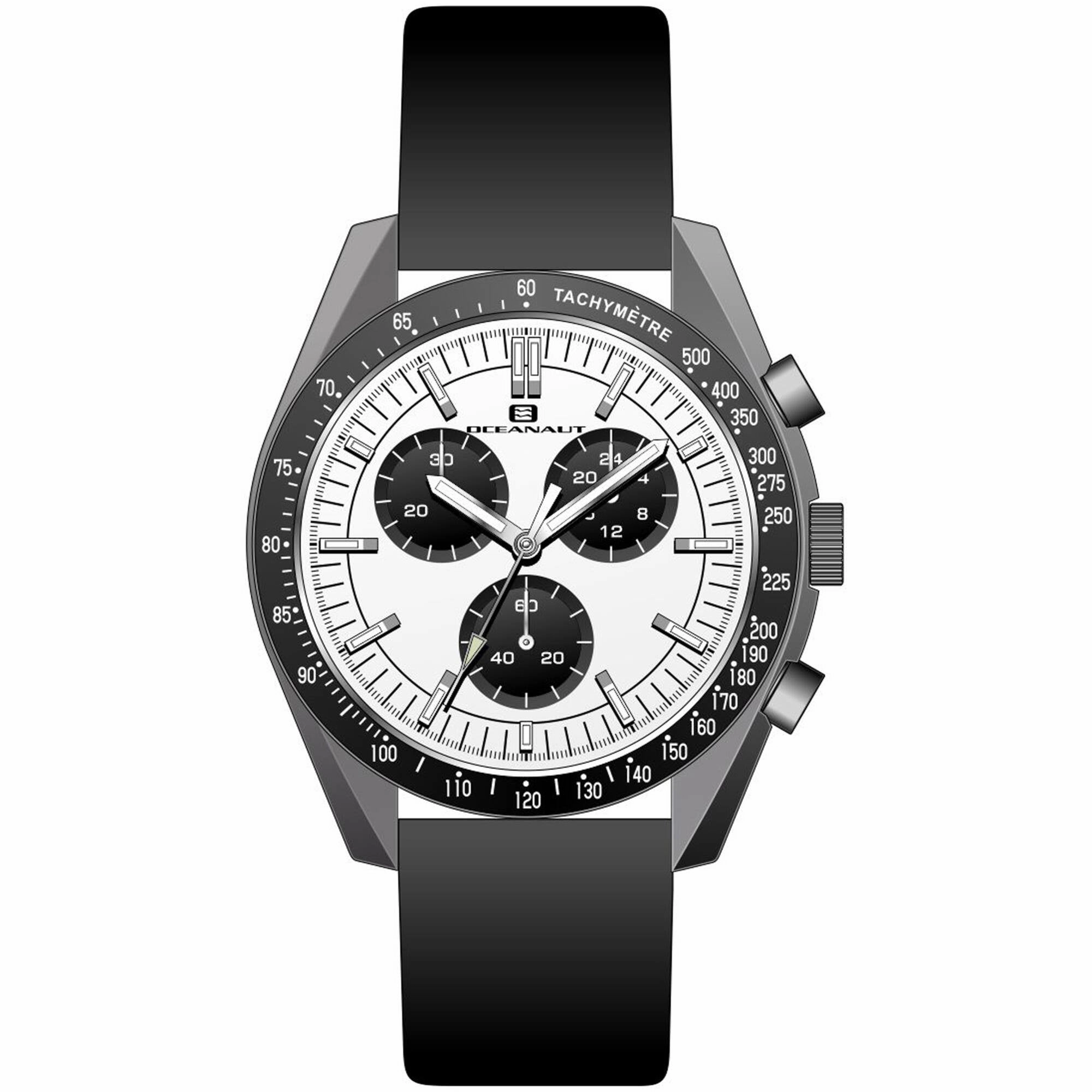 Oceanaut Men's Watch - Orbit Quartz Gunmetal Case White Dial Leather Strap | OC7582