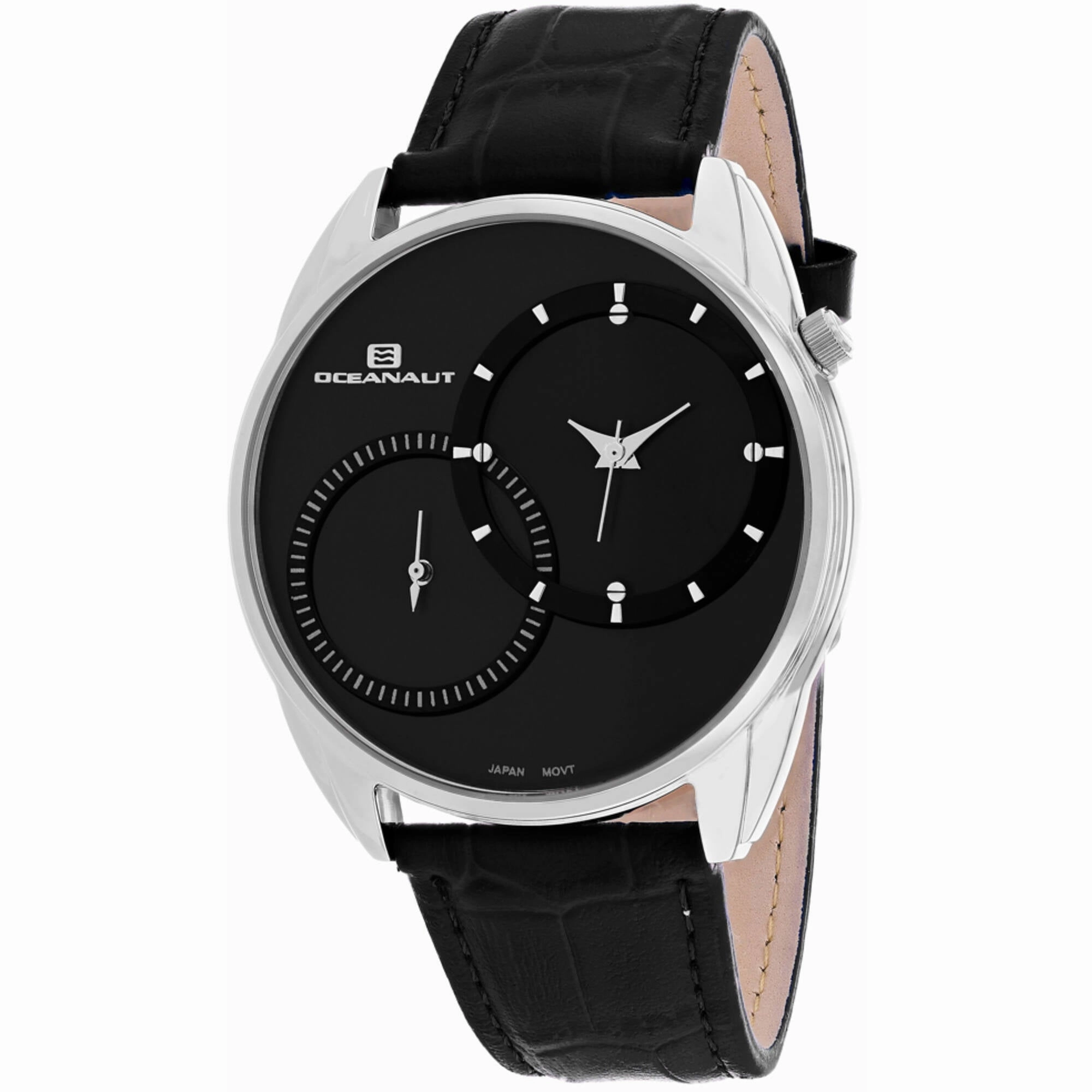 Oceanaut Men's Watch - Sentinel Silver Tone Case Black Dial Leather Strap | OC3351