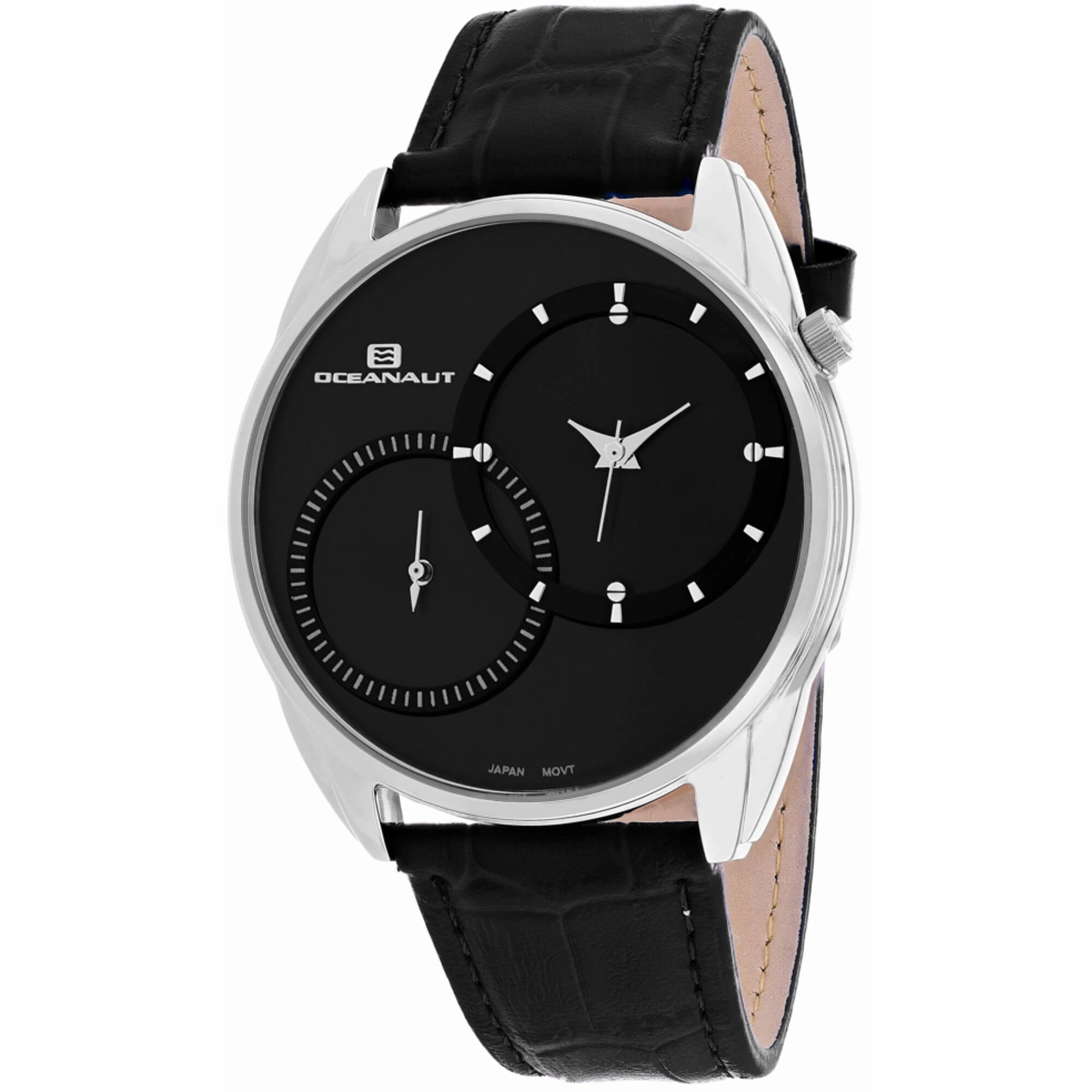 Oceanaut Men's Watch - Sentinel Silver Tone Case Black Dial Leather Strap | OC3351