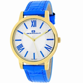 Oceanaut Women's Watch - Moon Quartz White Dial Baby Blue Leather Strap | OC7214