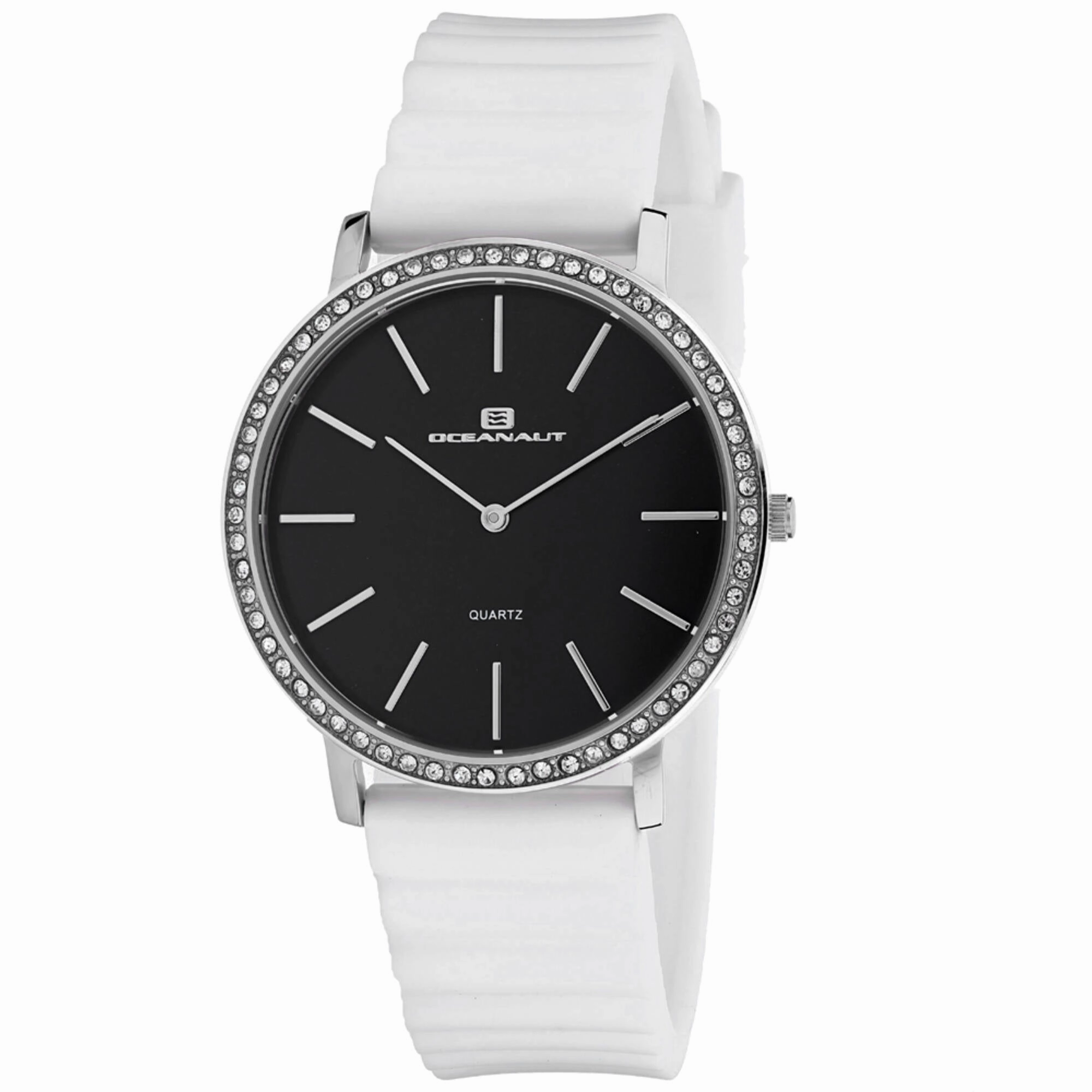 Oceanaut Women's Watch - Ripple Quartz Black Dial White Rubber Strap | OC0262
