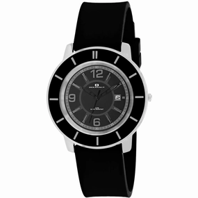 Oceanaut Women's Watch - Satin Silver Tone Case Black Dial Rubber Strap | OC0811