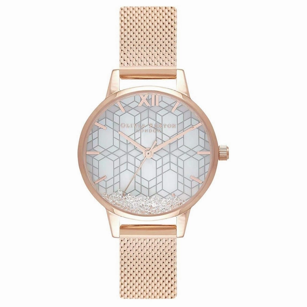 OLIVIA BURTON OB16IQ03 Snow Globe Dial & Rose Gold Women's Mesh Watch