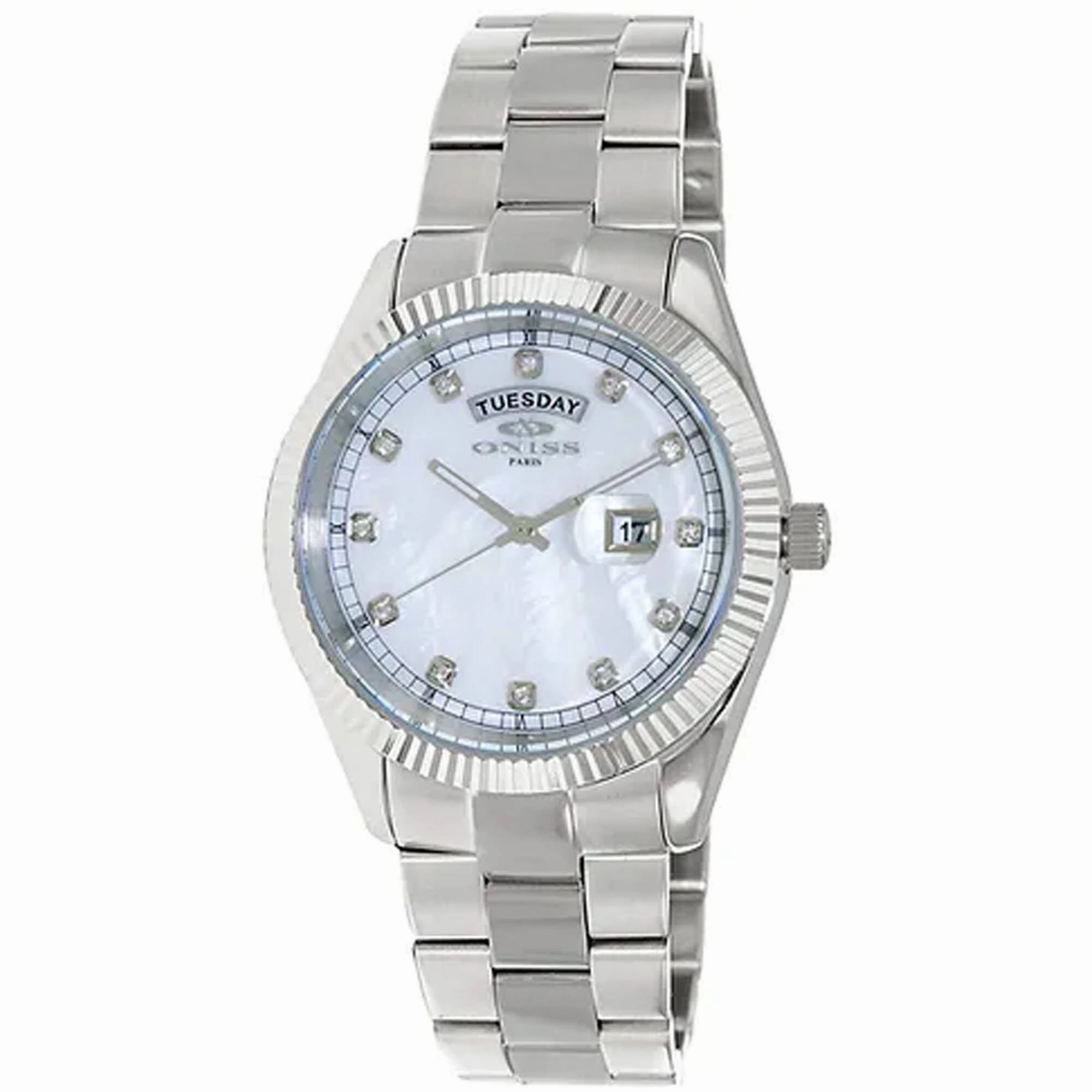 Oniss Men's Watch - Admiral Quartz White Dial Stainless Steel Bracelet | ON3881-MWHT