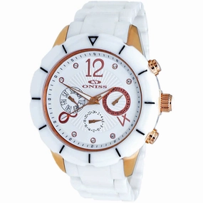 Oniss Men's Watch - ARUBA Quartz Rose Gold Case White Dial Ceramic Bracelet | ON7200