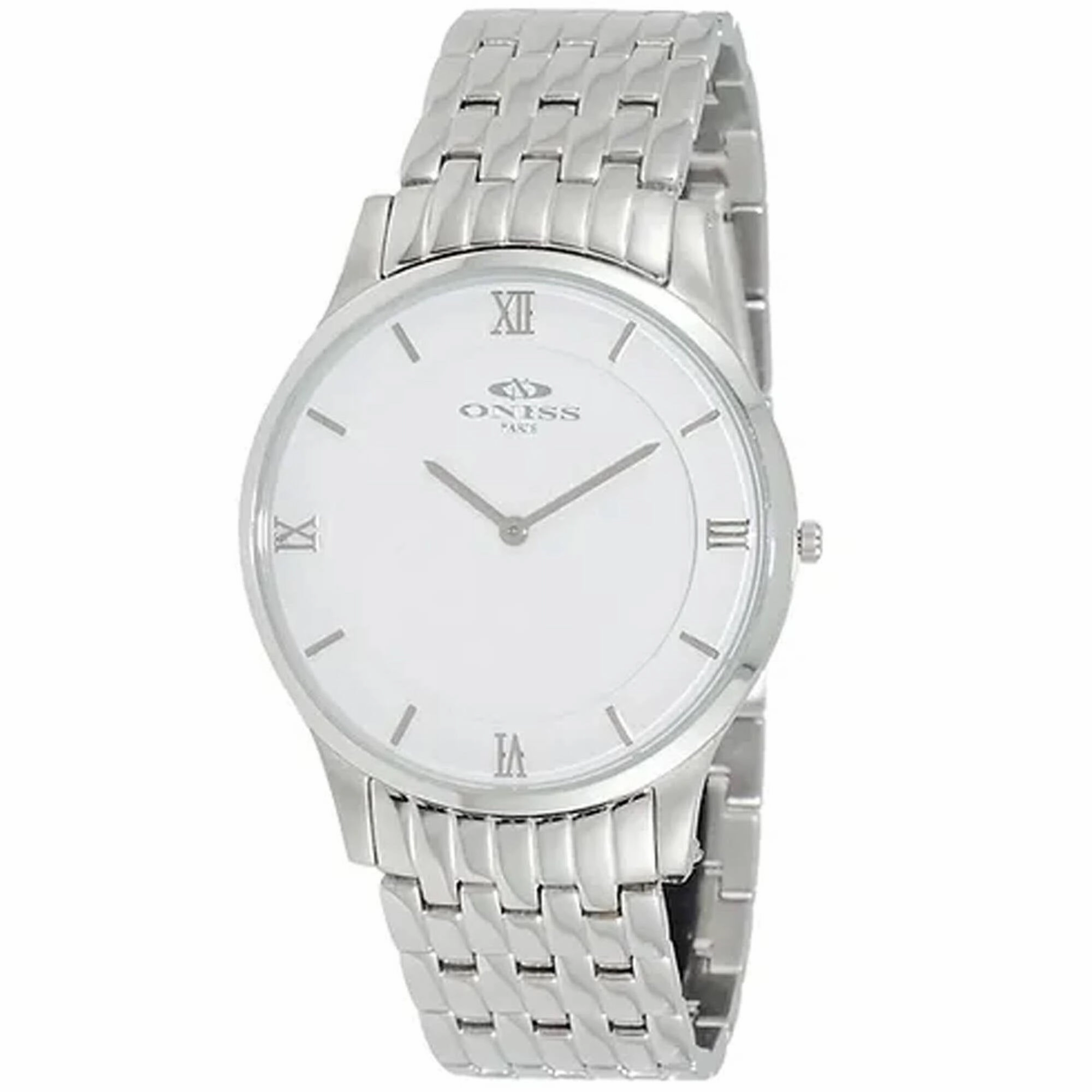 Oniss Men's Watch - Rustic Quartz White Dial Stainless Steel Bracelet | ON5562-MWT