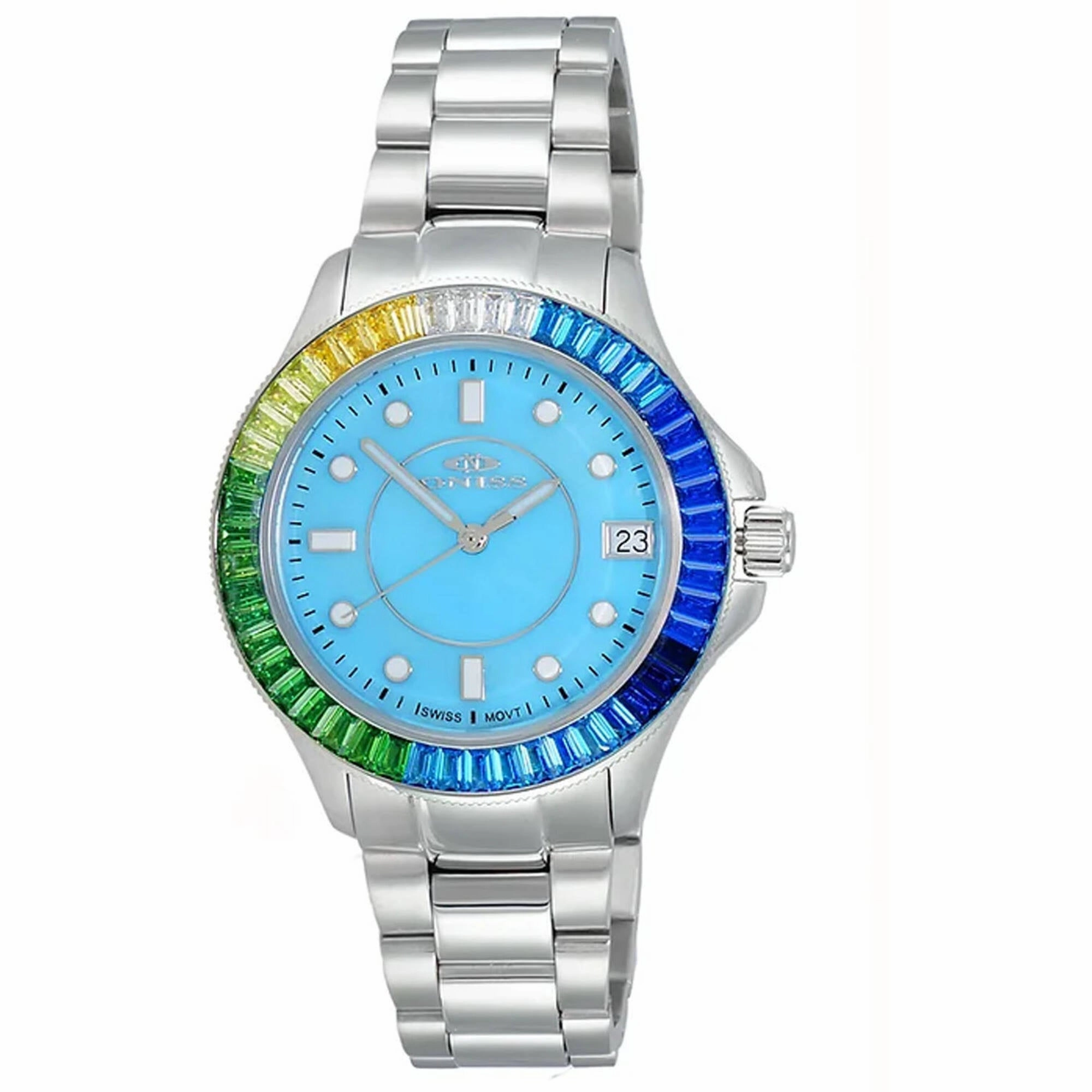 Oniss Women's Watch - Crown Quartz Blue Dial Stainless Steel Bracelet | ON7323-70LBU