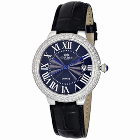 Oniss Women's Watch - Glam Collection Quartz Black Dial Leather Strap | ON3322-LBK