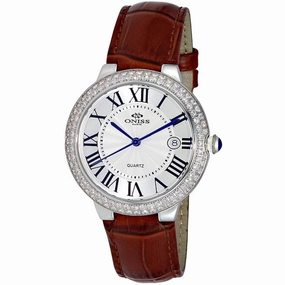 Oniss Women's Watch - Glam Collection Quartz White Dial Leather Strap | ON3322-LSV