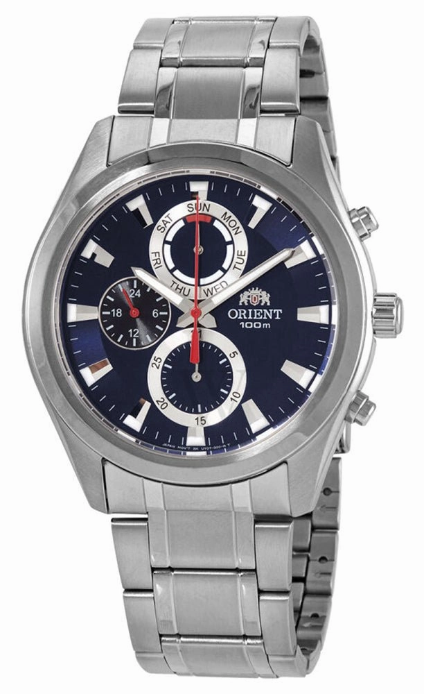 Orient Chronograph Stainless Steel Blue Dial Quartz Day-Date Mens Watch FUY07001D0