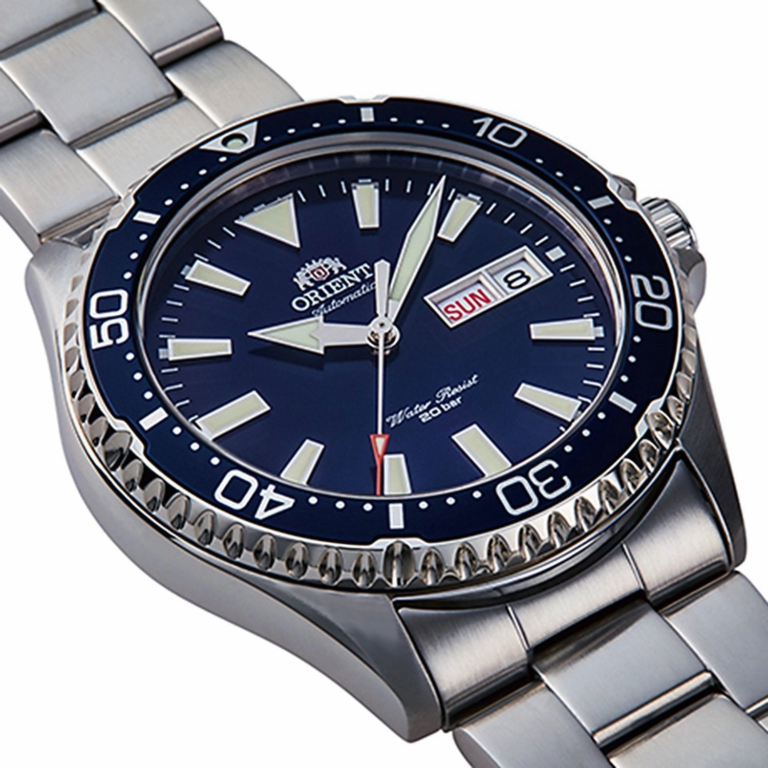 Orient Kamasu Automatic Stainless Steel Blue Dial Day/Date Divers Mens Watch RA-AA0002L19B