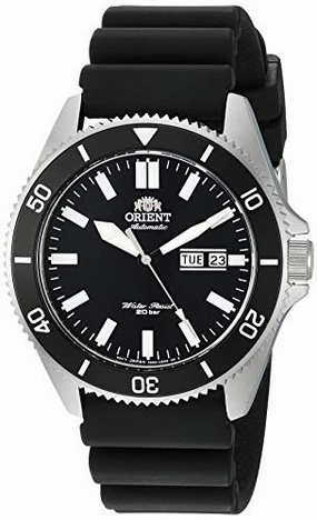 Orient Kanno Automatic Black Silicone Strap Black Dial Day-Date Divers Mens Watch RA-AA0010B19A