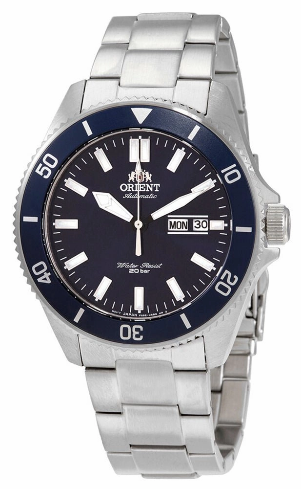 Orient Kanno Automatic Stainless Steel Blue Dial Day-Date Divers Mens Watch RA-AA0009L19A