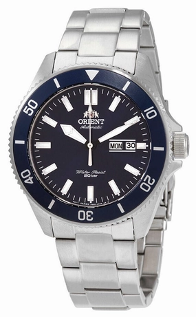 Orient Kanno Automatic Stainless Steel Blue Dial Day-Date Divers Mens Watch RA-AA0009L19A