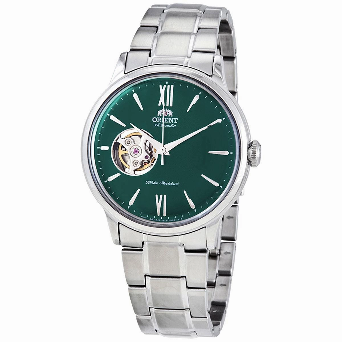 Orient Men's Automatic Watch - Bambino Open Heart Green Dial Bracelet | AG0026E10B