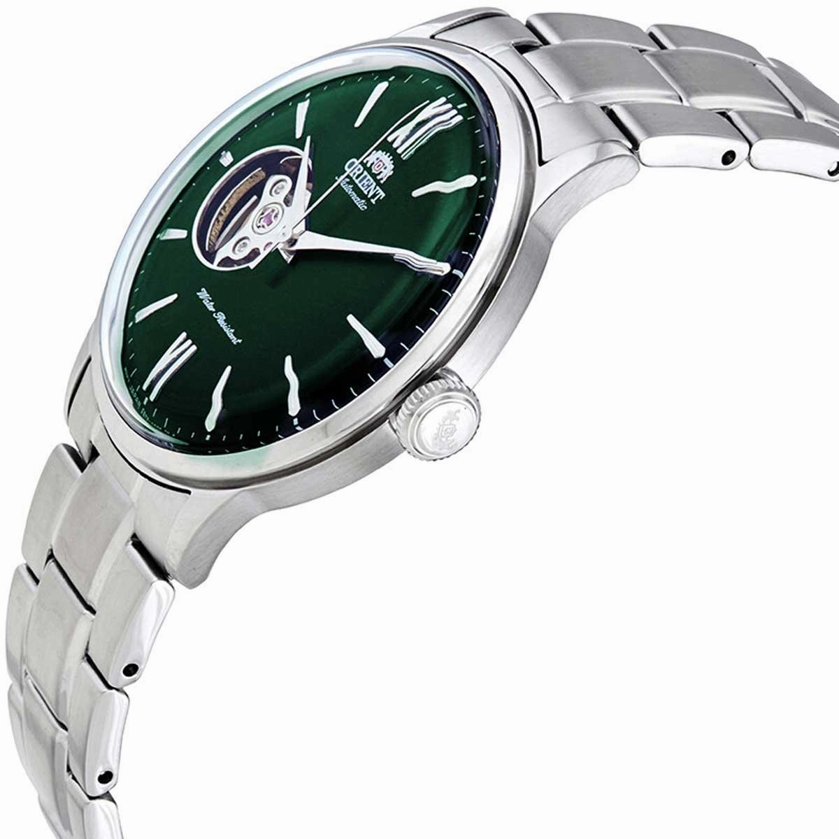 Orient Men's Automatic Watch - Bambino Open Heart Green Dial Bracelet | AG0026E10B