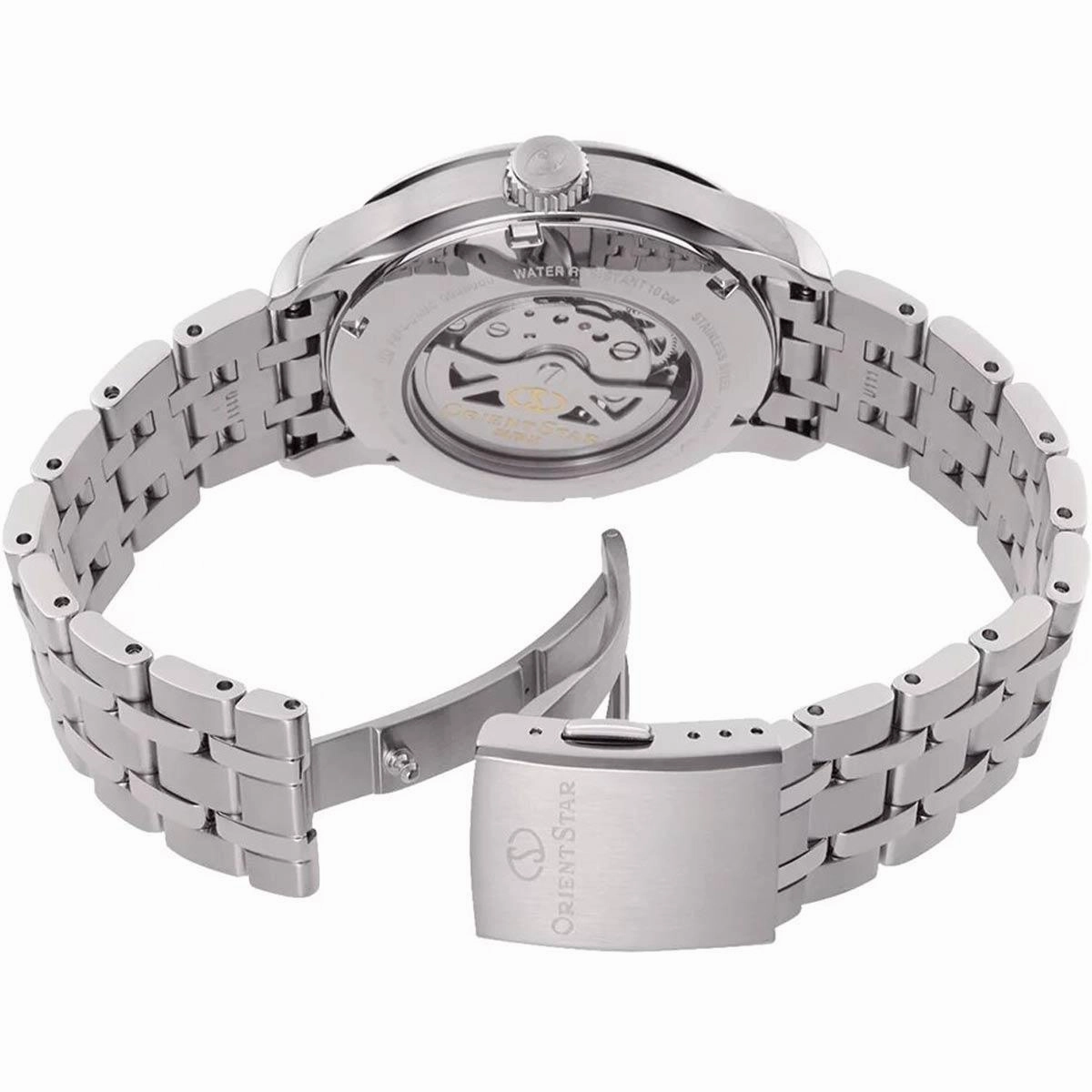 Orient Men's Automatic Watch - Brown and Blue Dial Steel Bracelet | RE-AV0B02Y00B