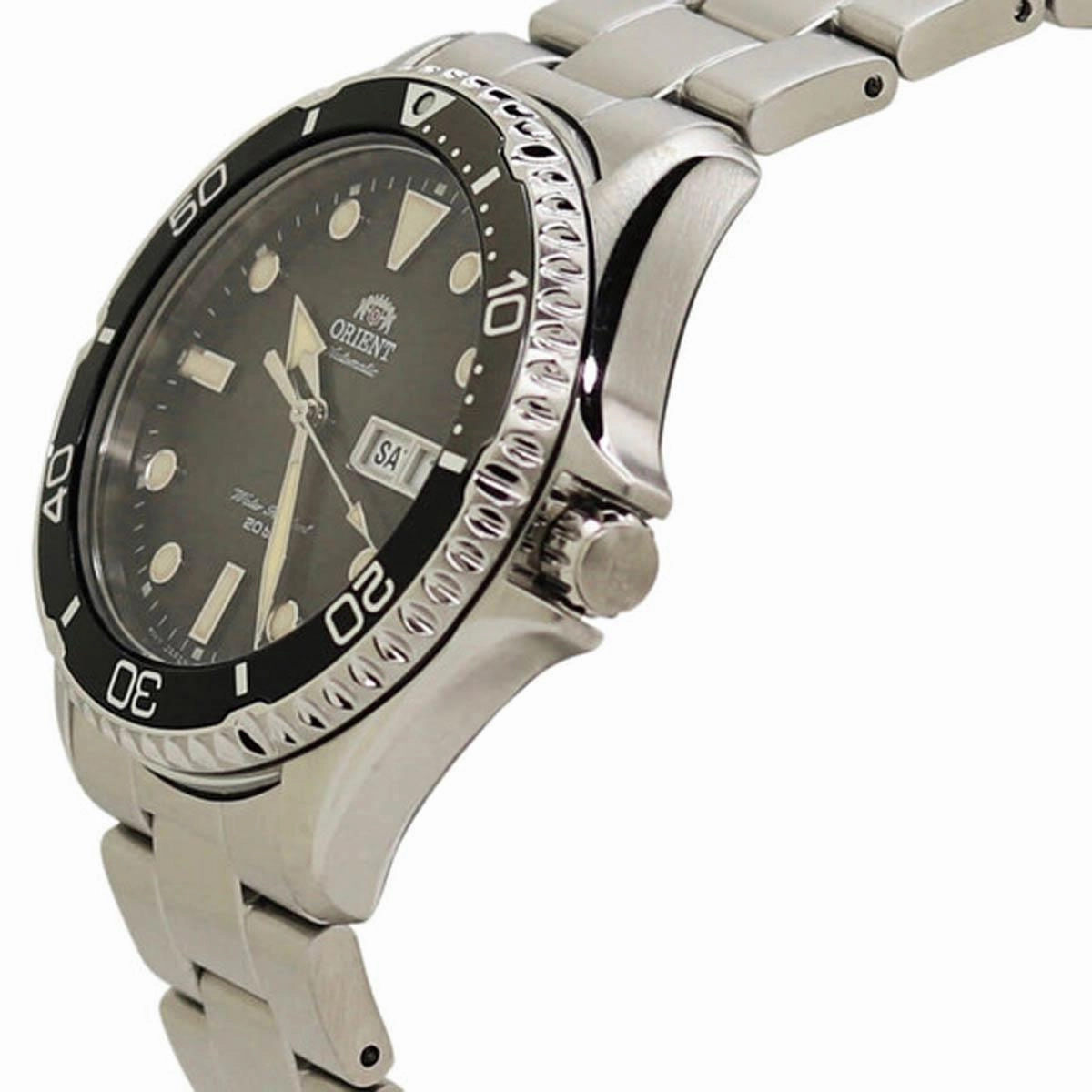 Orient Men's Automatic Watch - Sport Dive Black Dial Silver Bracelet | RA-AA0810N19B