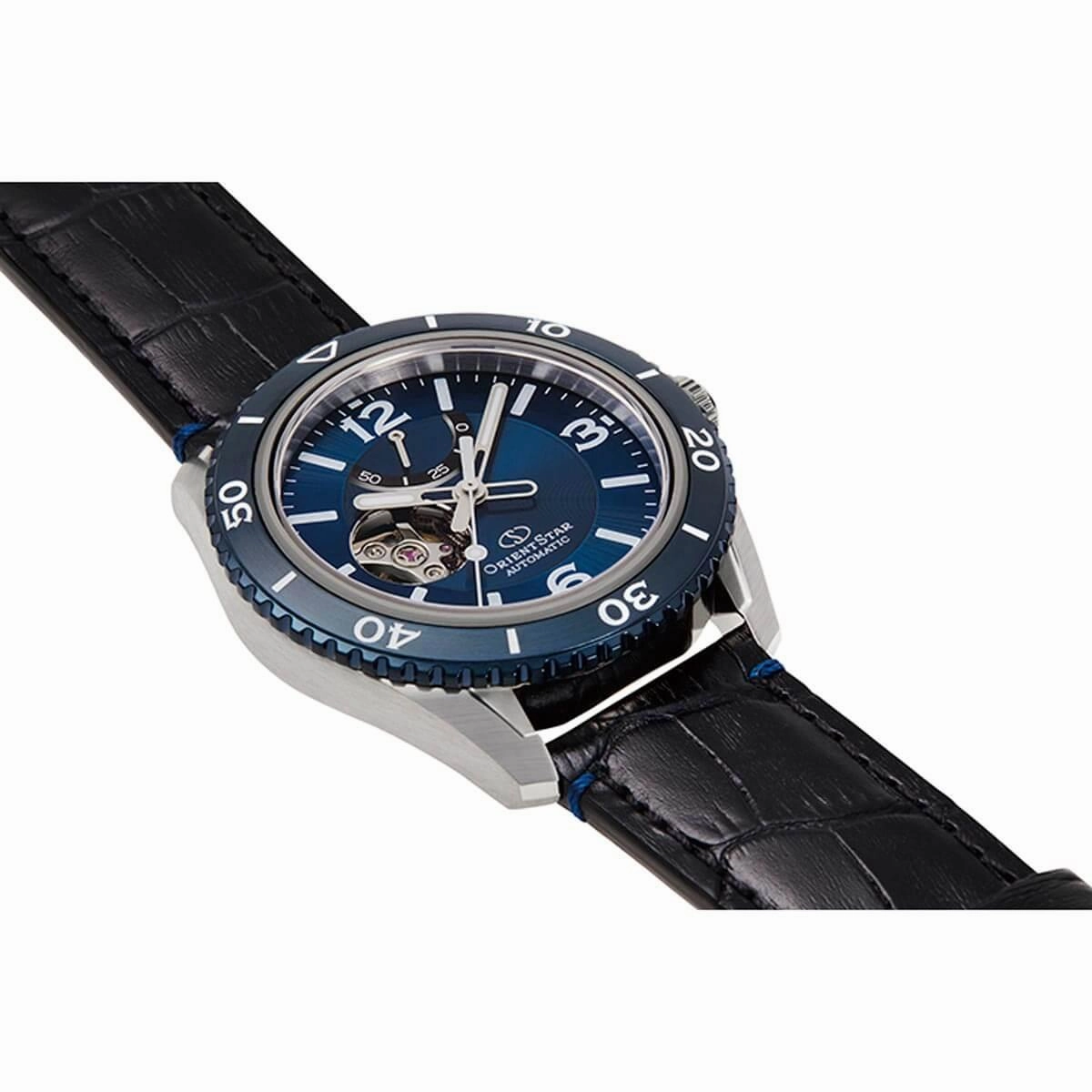 Orient Men's Mechanical Sports Watch - Star Open Heart Dial Leather Strap | AT0108L00B