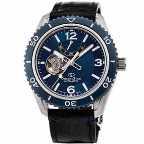 Orient Men's Mechanical Sports Watch - Star Open Heart Dial Leather Strap | AT0108L00B