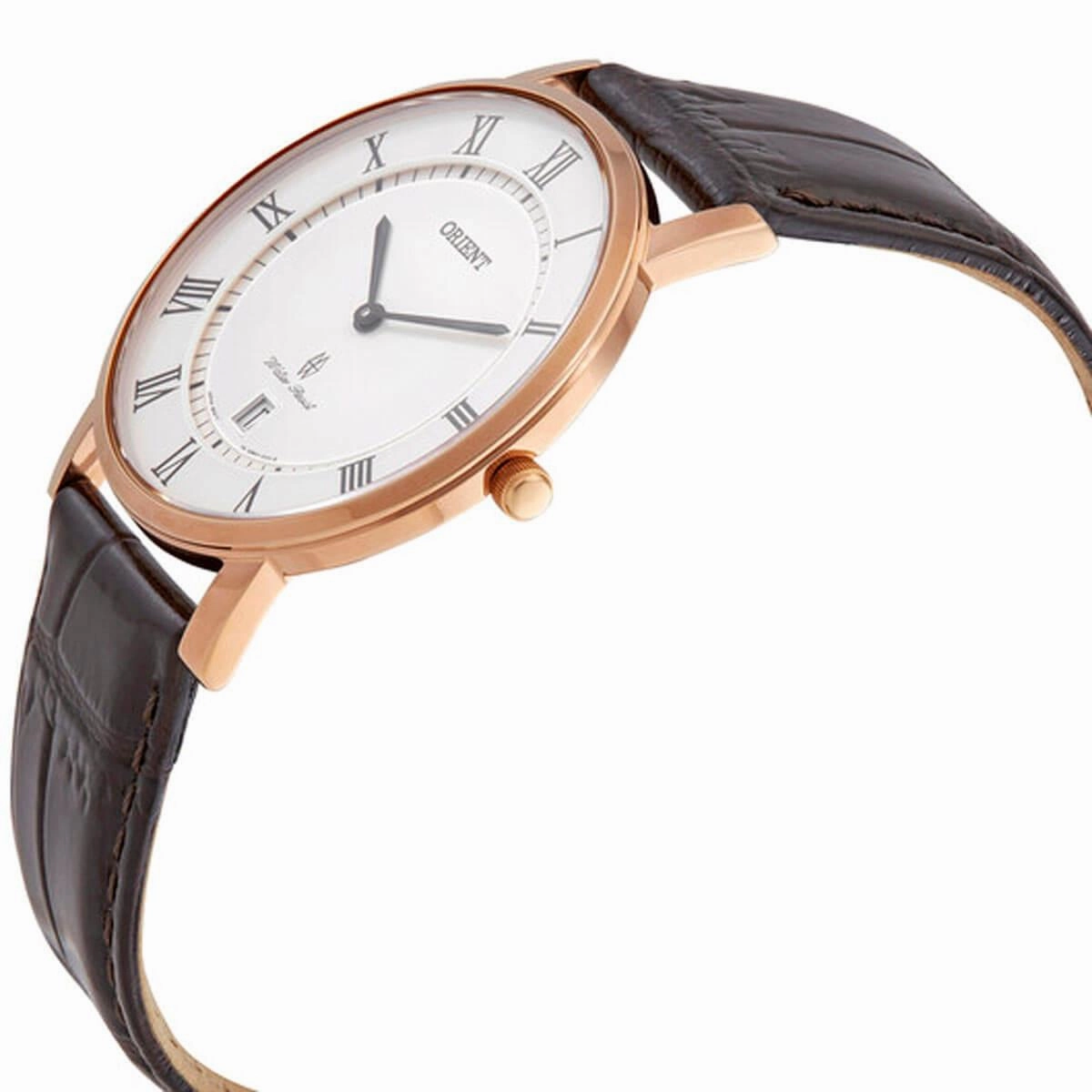 Orient Men's Quartz Watch - Classic White Dial Date Display Brown Strap | FGW0100EW0