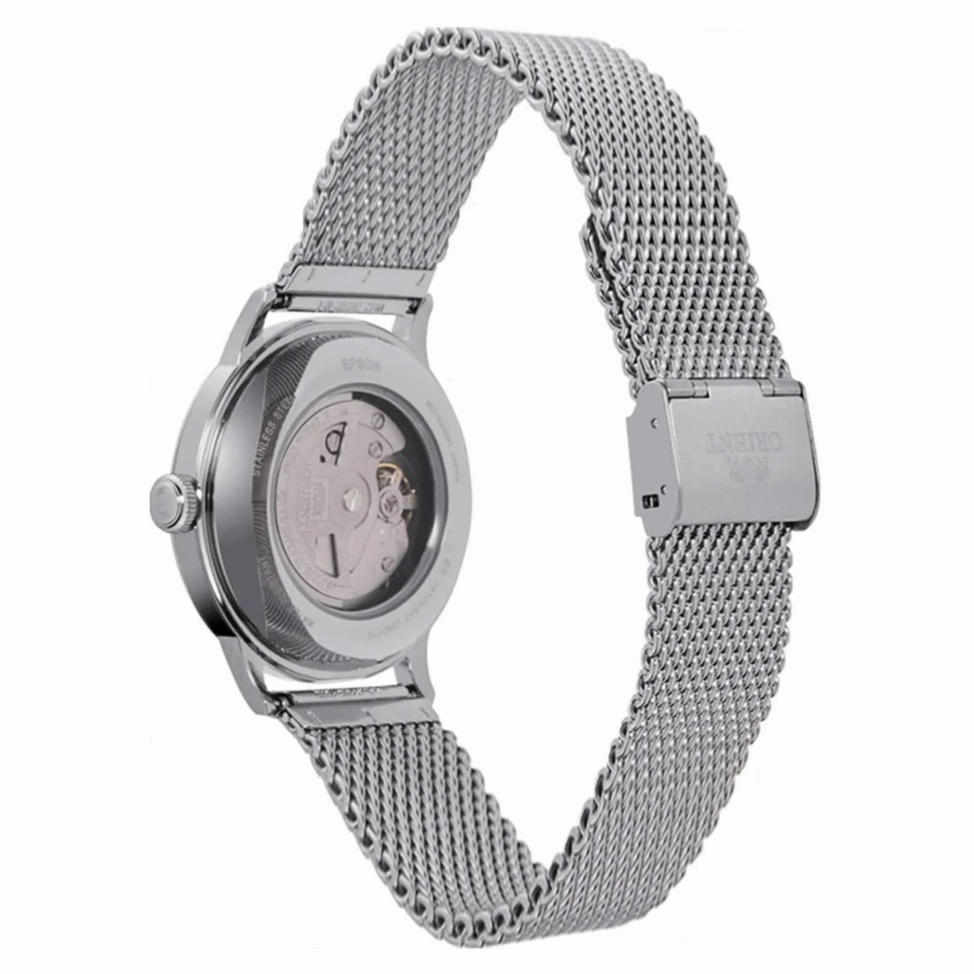 Orient Men's Watch - Bambino Blue Dial Silver Tone Mesh Bracelet | RA-AC0019L10B